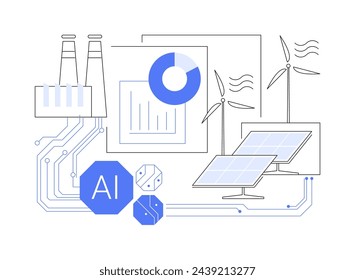 AI-Based Renewable Energy Forecasting abstract concept vector illustration. Energy. Integration of renewable energy sources, forecasting energy production with AI Technology. abstract metaphor.