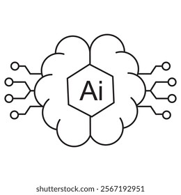 AI-Brain icon, Transforming Intelligence and Innovation, Exploring Brain-Inspired Artificial Intelligence Technologies, The Future of Intelligence with AI-Brain, vector