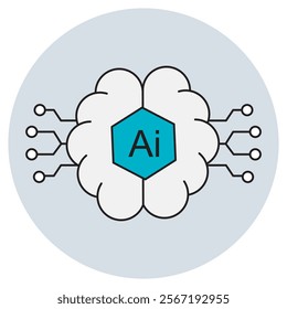 AI-Brain icon, Transforming Intelligence and Innovation, Exploring Brain-Inspired Artificial Intelligence Technologies, The Future of Intelligence with AI-Brain, vector