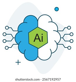AI-Brain icon, Transforming Intelligence and Innovation, Exploring Brain-Inspired Artificial Intelligence Technologies, The Future of Intelligence with AI-Brain, vector