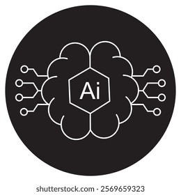 AI-Brain icon, Transforming Intelligence and Innovation, Exploring Brain-Inspired Artificial Intelligence Technologies, The Future of Intelligence with AI-Brain, vector