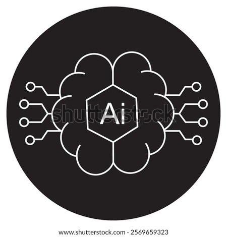 AI-Brain icon, Transforming Intelligence and Innovation, Exploring Brain-Inspired Artificial Intelligence Technologies, The Future of Intelligence with AI-Brain, vector