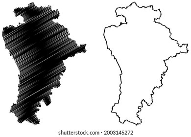 Aichach-Friedberg district (Federal Republic of Germany, rural district Swabia, Free State of Bavaria) map vector illustration, scribble sketch Aichach Friedberg map