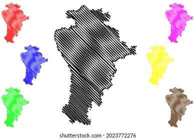Aichach-Friedberg district (Federal Republic of Germany, rural district Swabia, Free State of Bavaria) map vector illustration, scribble sketch Aichach Friedberg map