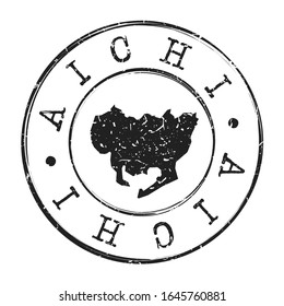 Aichi Japan Map Postmark. A Silhouette Postal Passport. Stamp Round Vector Icon. Vintage Postage Designs.