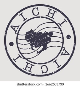 Aichi, Japan Stamp Postal. A Map Silhouette Seal. Passport Round Design. Vector Icon Design Retro Travel.