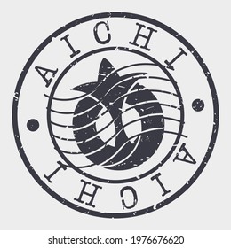 Aichi, Japan Stamp Postal. Silhouette Seal. Flag Passport Round Design. Vector Icon. Design Retro Travel. National Symbol.