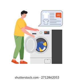 AI-Controlled Washing Machine Vector Flat Illustration EPS 10 File