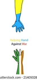 Aid Against War  Ireland helps Ukraine  Ukrainian flag  Aid to refugees   support  The open palm his hand
