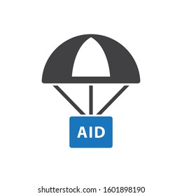 Aid airdrop icon. Editable vector illustration symbol
