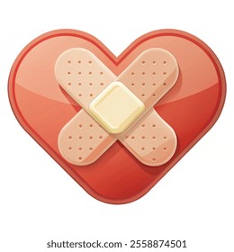 Aid Band Plaster Strip Medical Patch Heart.  vector isolated illustration with white background.