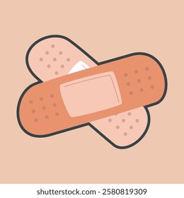 aid bandages with outline flat vector design