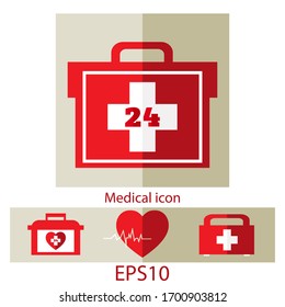 Aid box flat icon design modern vector illustration. concept for health care and medical help.