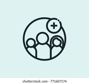 Aid family icon line isolated on clean background. Healthcare family icon concept drawing aid family icon line in modern style. Vector illustration for your web site mobile logo app UI design.