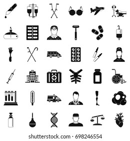 Aid first icons set. Simple style of 36 aid first vector icons for web isolated on white background