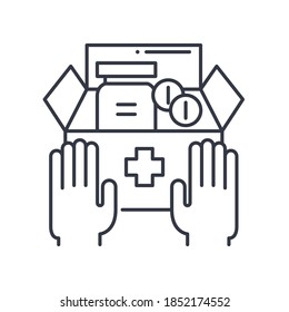 Aid icon, linear isolated illustration, thin line vector, web design sign, outline concept symbol with editable stroke on white background.