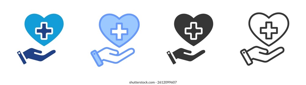 Aid icon set multiple style collection