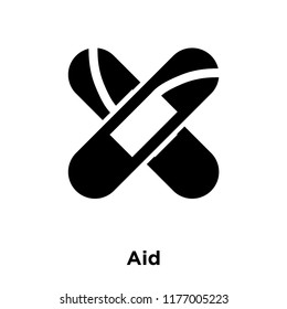 Aid icon vector isolated on white background, logo concept of Aid sign on transparent background, filled black symbol