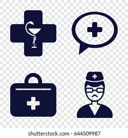 Aid icons set. set of 4 aid filled icons such as medical cross, first aid kit, doctor