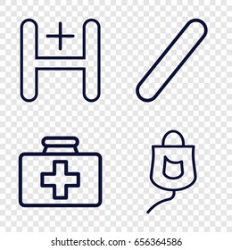 Aid icons set. set of 4 aid outline icons such as first aid kit, drop counter, hospital