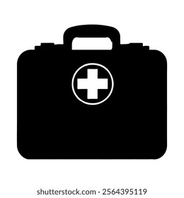 Aid kit medical silhouette vector illustration on white background