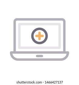 aid laptop colour line vector icon