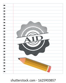 Aid  pencil effect. Vector Illustration. Detailed.