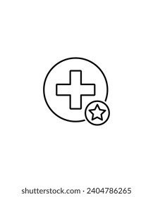 aid with star icon, vector best line icon.