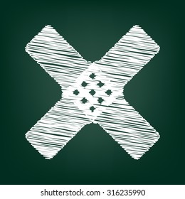 Aid sticker icon with chalk effect 
