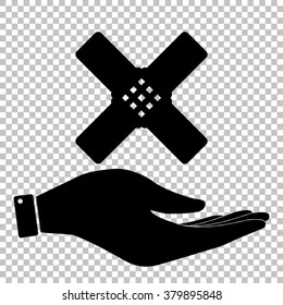 Aid sticker sign. Flat style icon vector illustration.