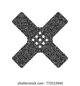Aid sticker sign. Vector. Black icon from many ovelapping circles with random opacity on white background. Noisy. Isolated.