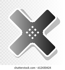 Aid sticker sign. Vector. Blackish icon on transparent background with transition.