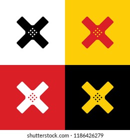 Aid sticker sign. Vector. Icons of german flag on corresponding colors as background.