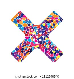 Aid sticker sign. Vector. Stained glass icon on white background. Colorful polygons. Isolated.