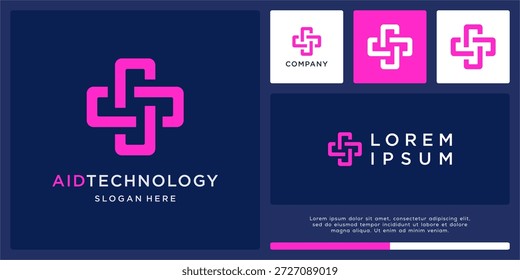 Plantilla de diseño de logotipo de tecnología de ayuda.