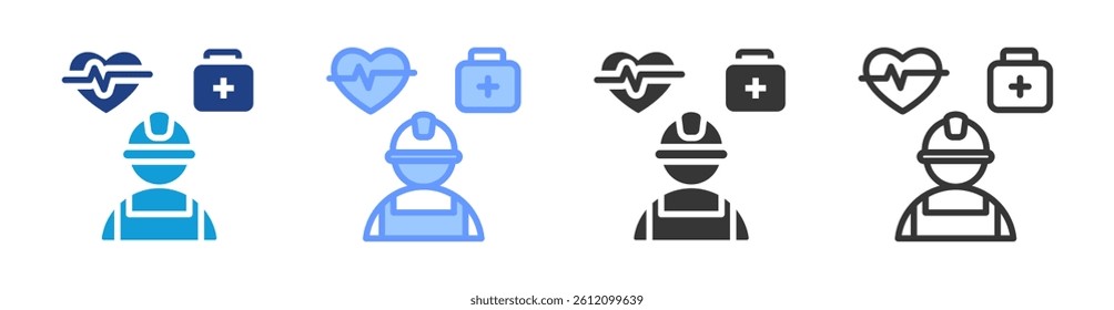 Aid Worker icon set multiple style collection