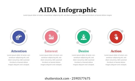 AIDA infographic presentation layout fully editable.