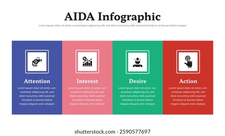 AIDA infographic presentation layout fully editable.
