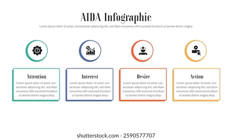 AIDA infographic presentation layout fully editable.