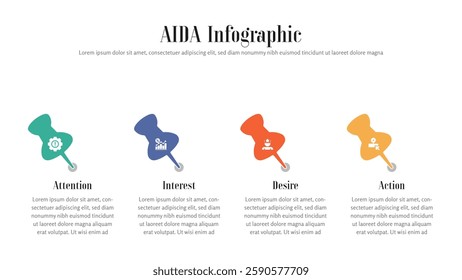 AIDA infographic presentation layout fully editable.