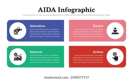 AIDA infographic presentation layout fully editable.