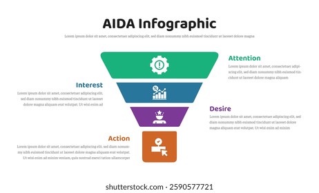 AIDA infographic presentation layout fully editable.
