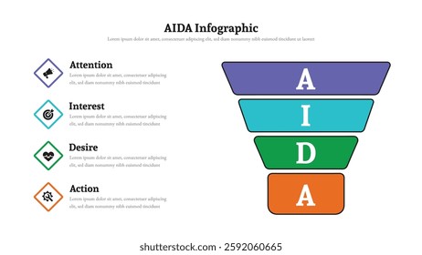 AIDA infographic presentation layout fully editable.