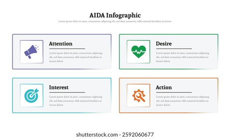 AIDA infographic presentation layout fully editable.