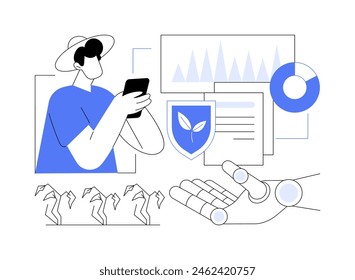 AI-Data-Driven Crop Insurance abstract concept vector illustration. Agriculture. Offer more accurate and cost-effective crop insurance policies using AI analytics. AI Technology. abstract metaphor.