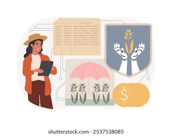 AI-Data-Driven Crop Insurance abstract concept vector illustration. Agriculture. Offer more accurate and cost-effective crop insurance policies using AI analytics. AI Technology. abstract metaphor.