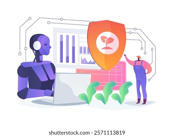 AI-Data-Driven Crop Insurance abstract concept vector illustration. Agriculture. Offer more accurate and cost-effective crop insurance policies using AI analytics. AI Technology. abstract metaphor.