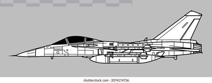 Vektorgrafik moderner Kampfflugzeuge. Seitenansicht. Bild für Illustrationen und Infografiken.