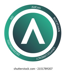 Logo de criptodivisa de AIDCoin. Icono de símbolo criptográfico AID ilustración de vector plano. Plantilla editable EPS 10