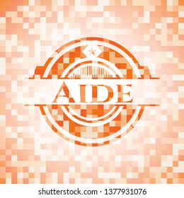 Aide abstract orange mosaic emblem